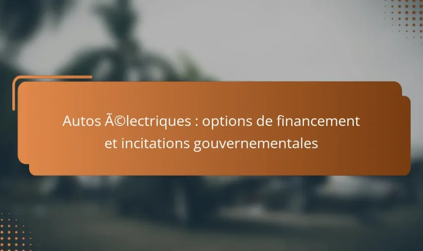 Autos électriques : options de financement et incitations gouvernementales