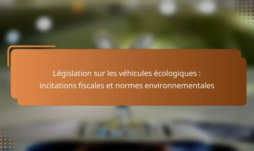 Législation sur les véhicules écologiques : incitations fiscales et normes environnementales