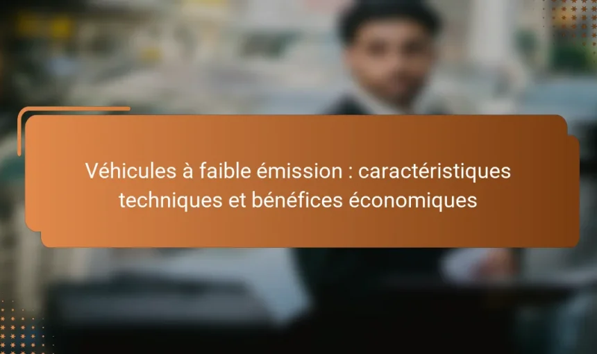Véhicules à faible émission : caractéristiques techniques et bénéfices économiques