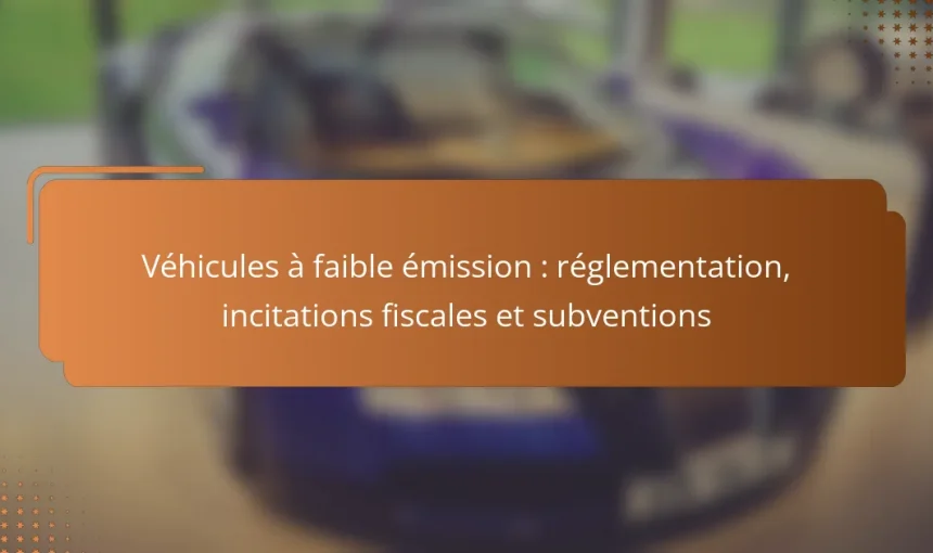 Véhicules à faible émission : réglementation, incitations fiscales et subventions