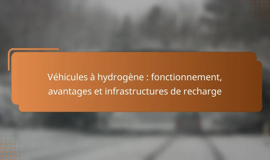Véhicules à hydrogène : fonctionnement, avantages et infrastructures de recharge