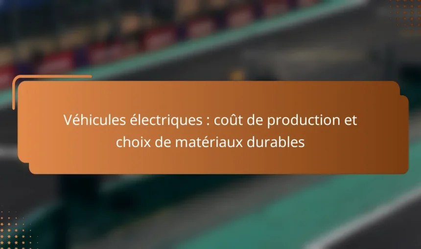 Véhicules électriques : coût de production et choix de matériaux durables