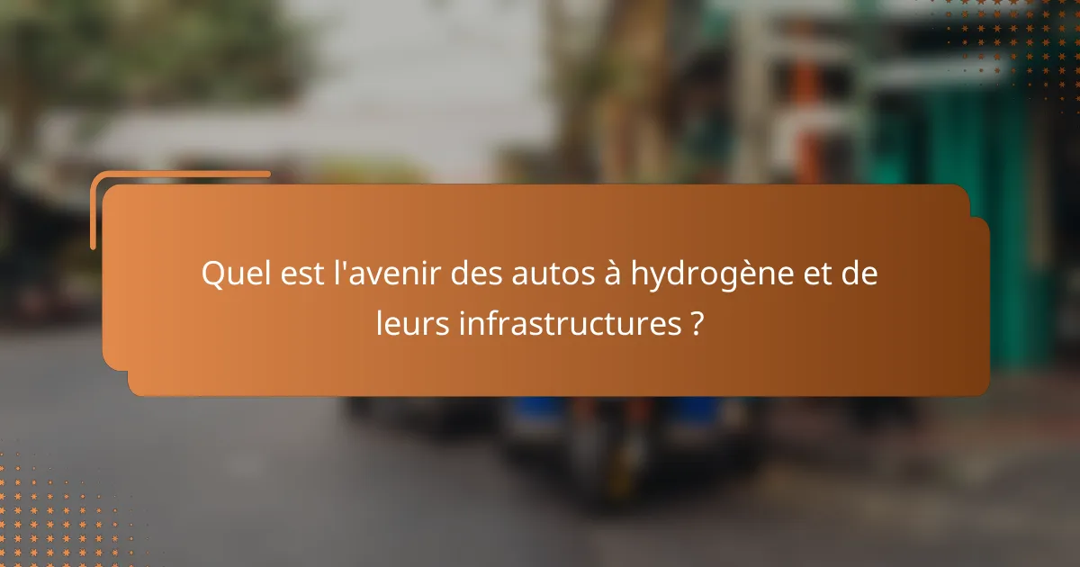Quel est l'avenir des autos à hydrogène et de leurs infrastructures ?