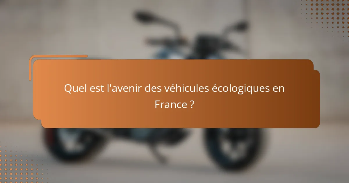 Quel est l'avenir des véhicules écologiques en France ?