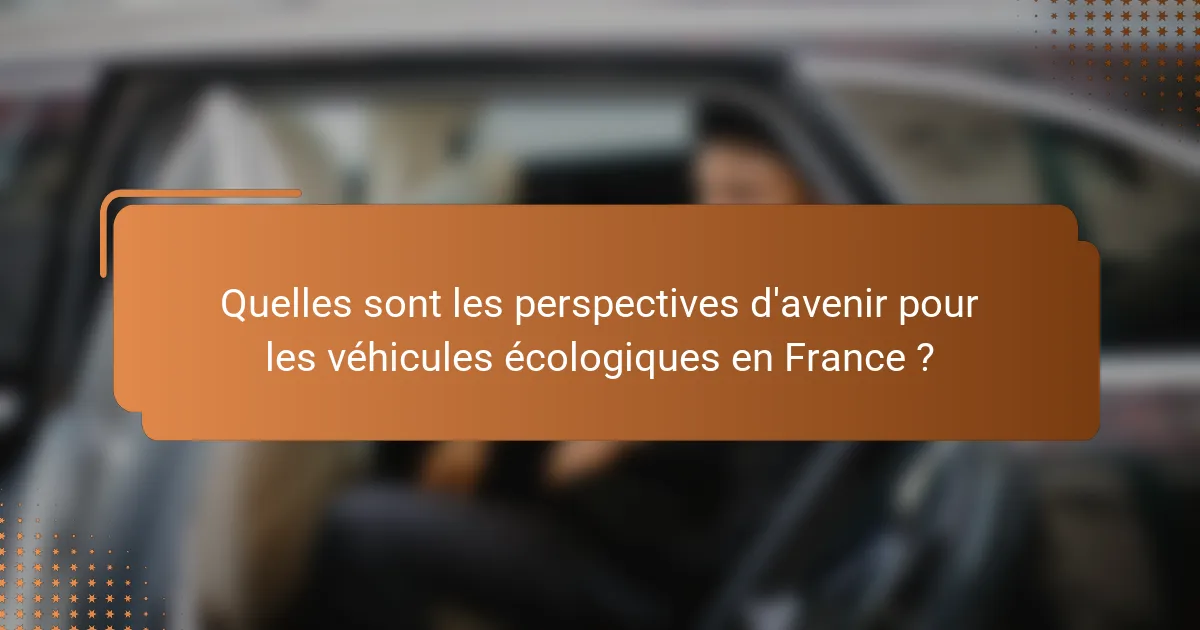 Quelles sont les perspectives d'avenir pour les véhicules écologiques en France ?