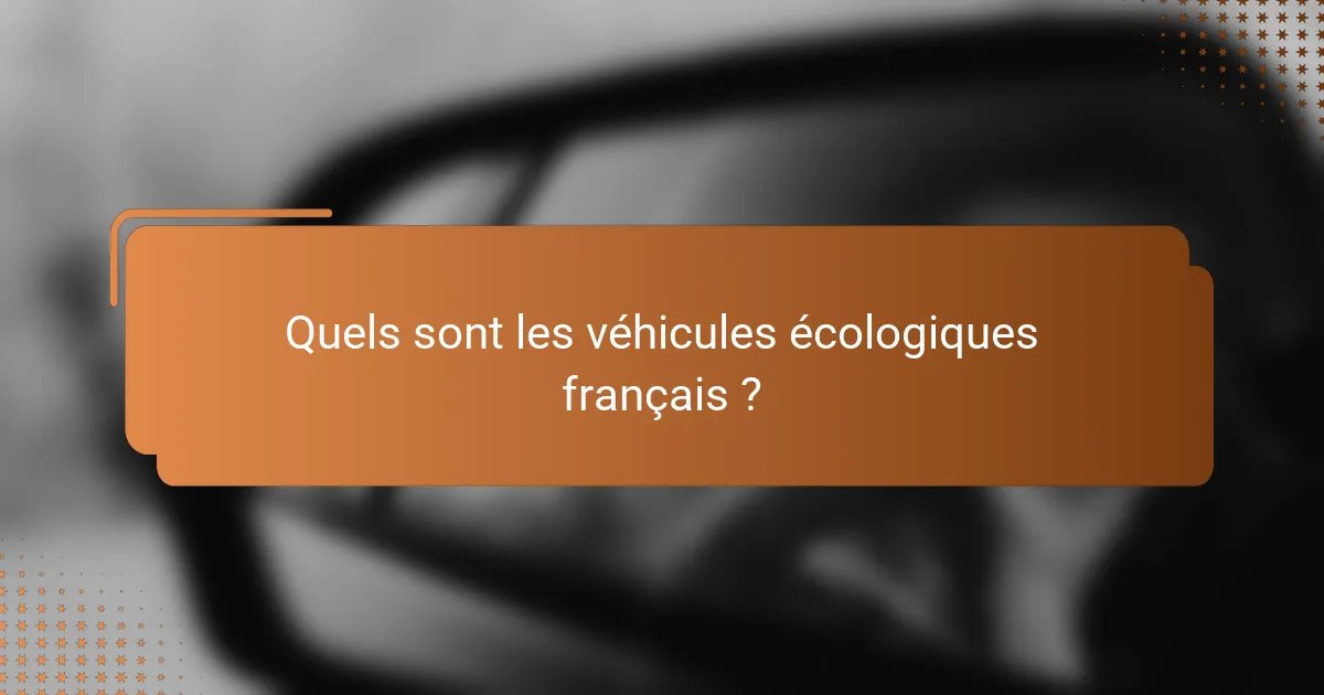 Quels sont les véhicules écologiques français ?